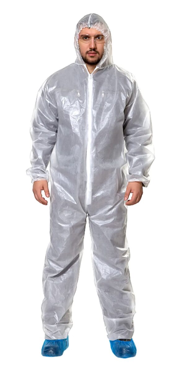 Купить комбинезон одноразовый ламинированный спанбонд 40 г/м2 белый Артикул