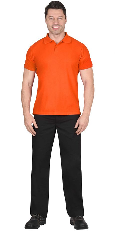Рубашка-поло короткие рукава оранжевая, рукав с манжетом, пл. 180 г/кв.м. Артикул: 113401