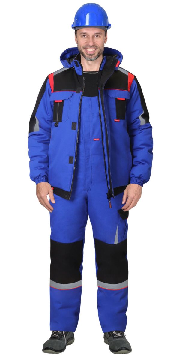 Костюм СИРИУС-СТАН зимний: куртка, п/к васильковый с черным и красным Артикул: 123453