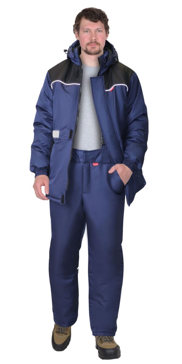 Костюм СИРИУС-КОМФОРТ зимний, куртка, брюки, синий с чёрным Артикул: 135959