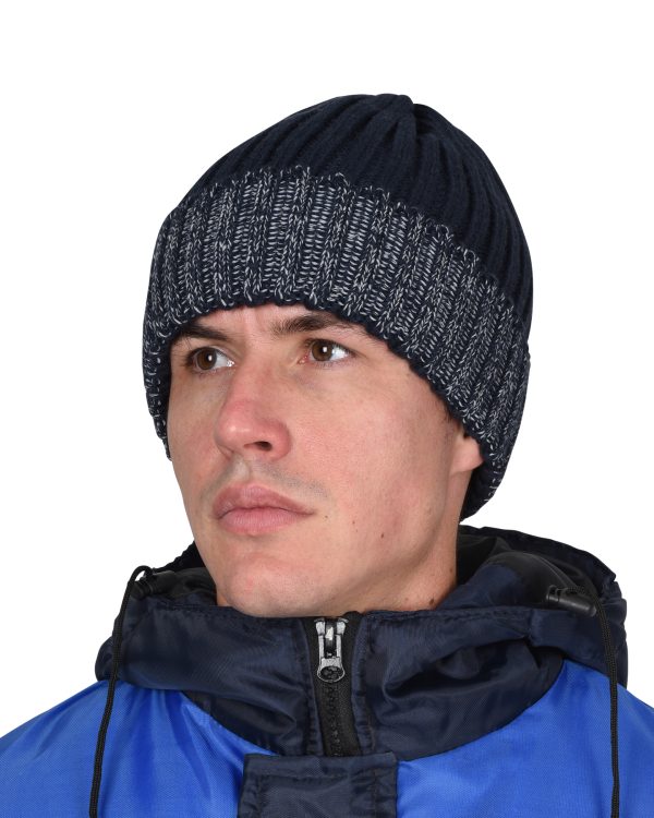 Шапка трикотажная с СВ элементами т.синяя. Арт.156659