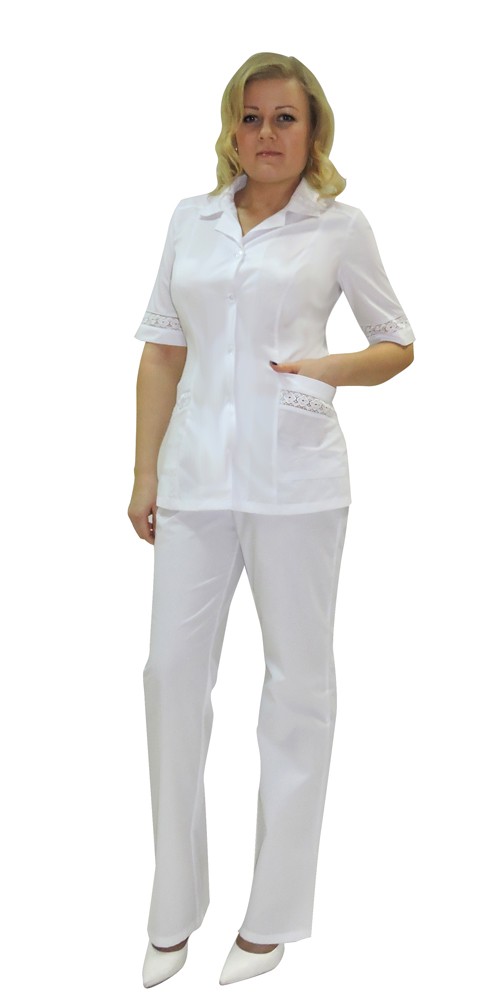 Mедицинский костюм "СИРИУС-Адель" женский: белый Артикул: 00926