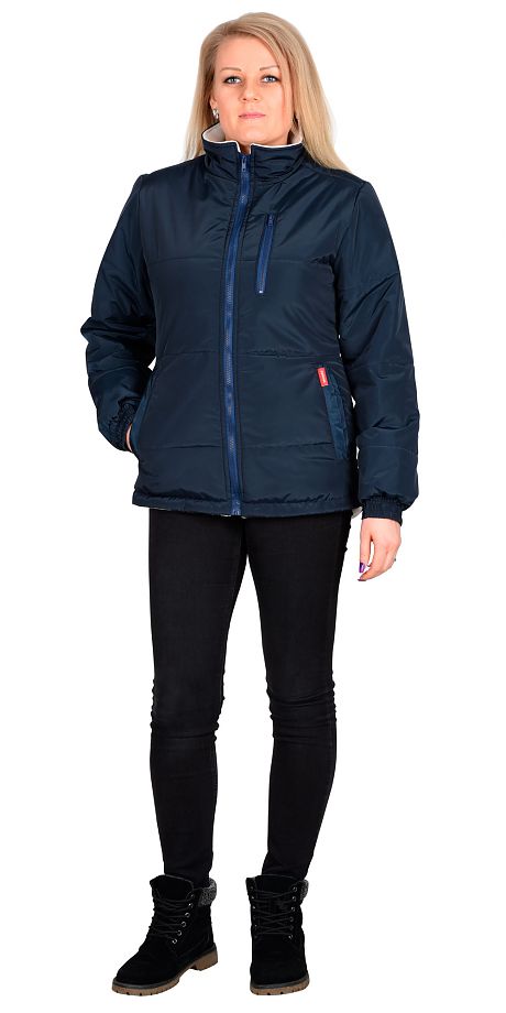 Куртка женская  "СИРИУС-SNOW" синяя с бежевым на подкладке флис Артикул: 104002