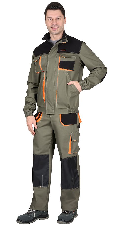 Костюм "СИРИУС-МАНХЕТТЕН" куртка кор., брюки оливковый.98% х/б,2% эластан.Плотность 245гр.