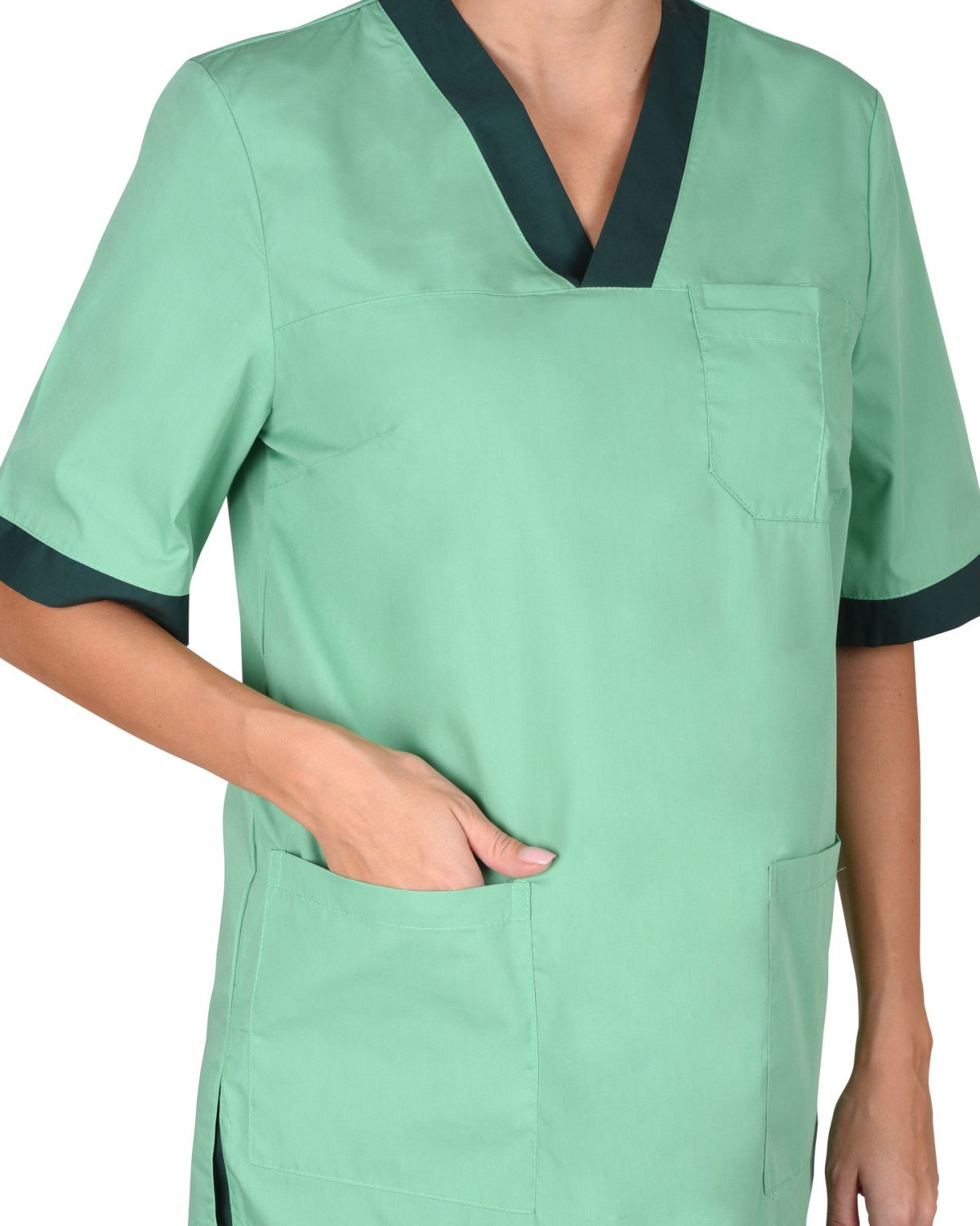 Медицинский костюм “СИРИУС-СОФИЯ” женский светлая мята с тёмно-зелёным (СТ) Артикул: 08100