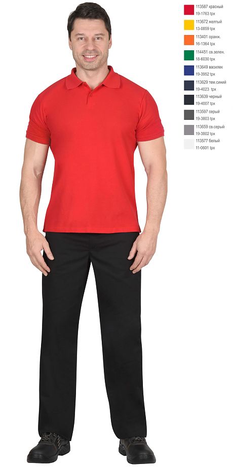 Рубашка-поло короткие рукава красная, рукав с манжетом, пл.180 г/кв.м Артикул: 113587