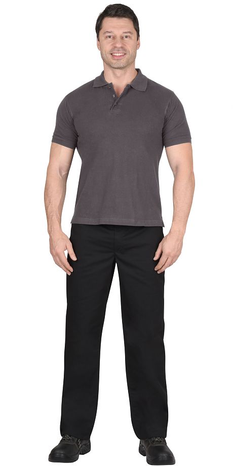 Рубашка-поло короткие рукава серая, рукав с манжетом, пл. 180 г/кв.м. Артикул: 113597