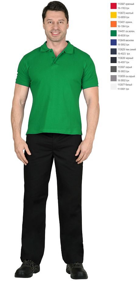 Рубашка-поло короткие рукава св.зеленая, рукав с манжетом, пл. 180 г/кв.м. Артикул: 114451
