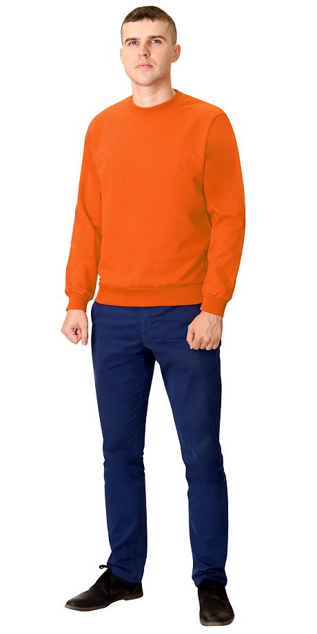 Толстовка-футер дл. рукава оранжевая, рукав с манжетом, пл.240 г/кв.м. р-р XS(44) по 5XL(60) Артикул: 116590