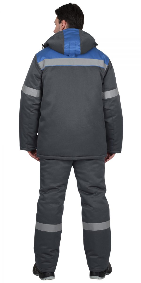 Костюм "СИРИУС-Рост-Арктика" куртка, брюки, т.серый с васильковым и СОП 50 мм Артикул: 126362