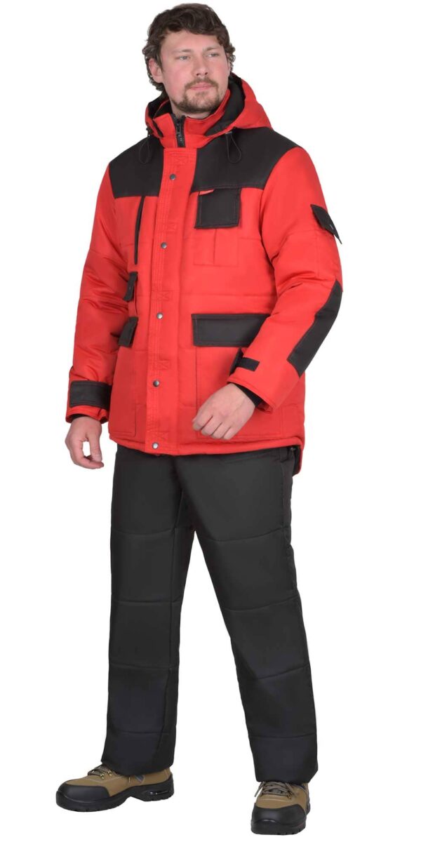 Куртка зимняя 5501 красная с черным "Таслан" ВО + ПУ МИЛКИ пропитка Артикул: 131512