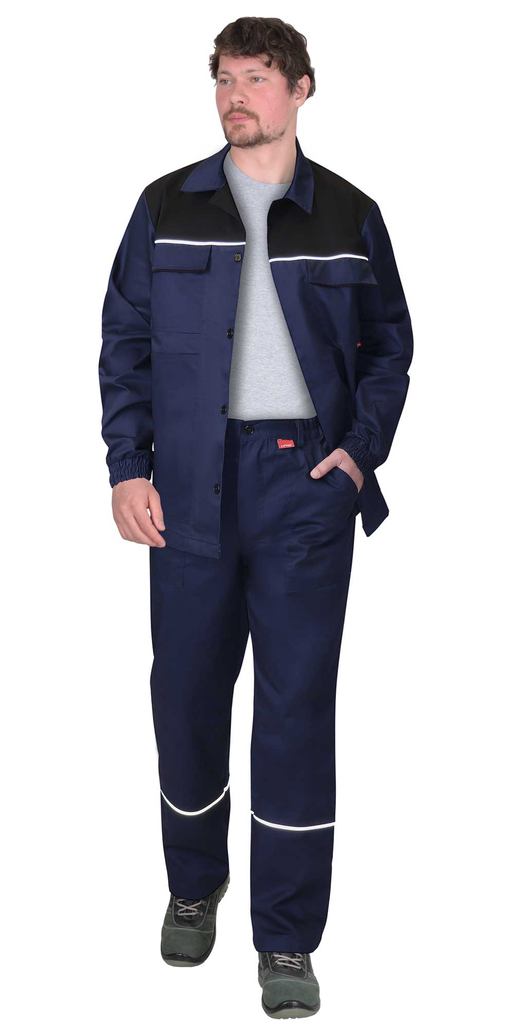 Костюм "СИРИУС-МАСТЕР" куртка длинная, брюки, синий с черным  арт. 142698