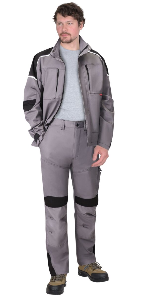 Костюм СИРИУС-ЦИТРИН куртка, брюки ср.серый с черным арт. 147252